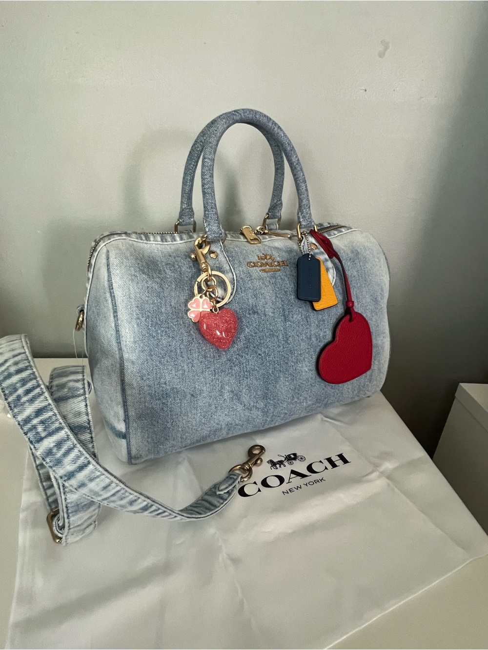 Coach Rowan Large Satchel Bag In Loved Denim - Picture 3 of 8